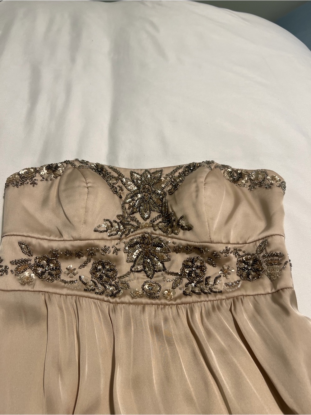 Sue Wong Strapless Beaded Bubble Cocktail Dress - Champagne - Picture 2 of 5